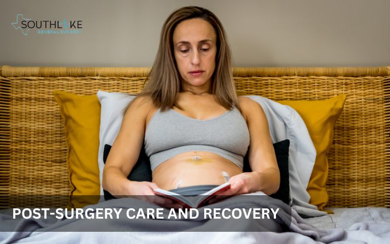 Patient resting at home following gallbladder surgery, focusing on essential post-operative care and recovery tips.