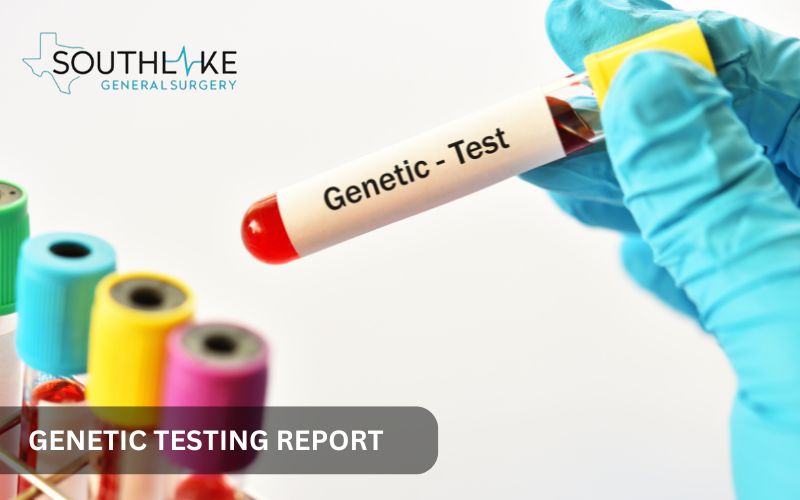 Genetic testing report indicating potential risk factors for CD hernia, used to assess hereditary components.