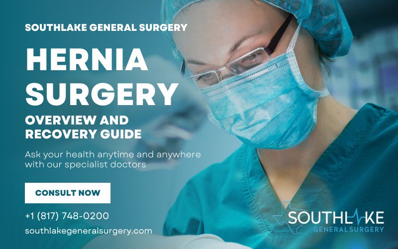 Dr. Valeria Simone MD, performing hernia repair surgery at Southlake General Surgery.