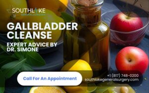 Gallbladder cleanse concept with natural ingredients like olive oil and lemon juice, promoting digestive health.