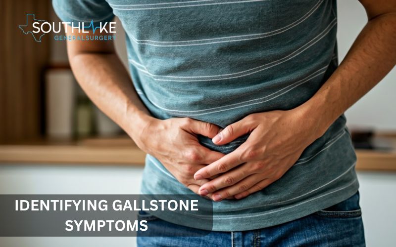 Person showing gallstone discomfort.