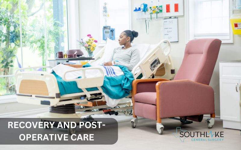 A patient is recovering in a post-operative room. 